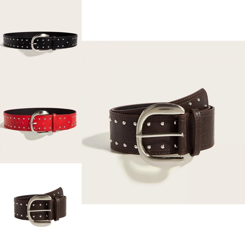 Alternative Style Leather Waist Belt With Metal Pin Buckle For Daily Wear