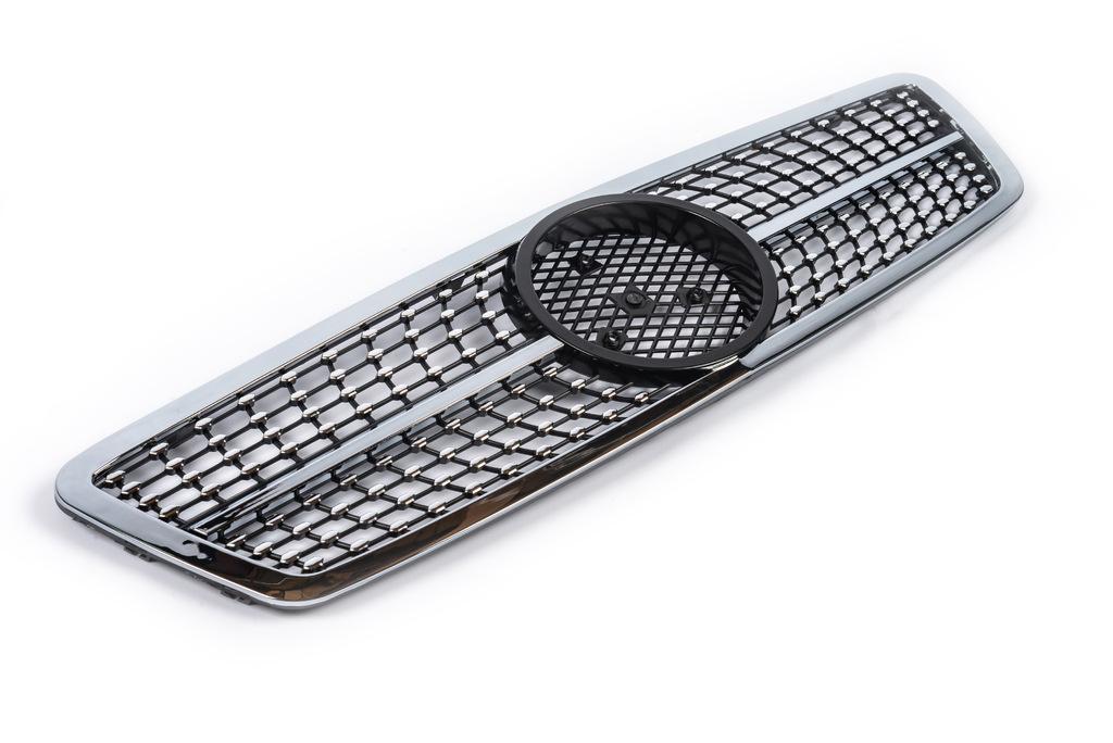 Diamond Silver Front Grille for Mercedes C-class W203 2000-2007