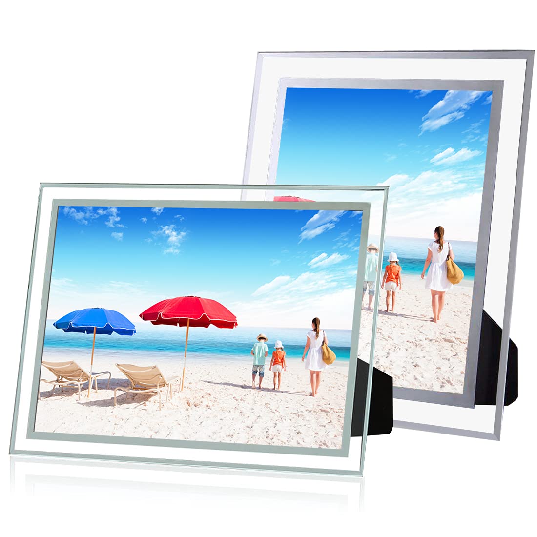 

Set of 2 WECOLOR Tall Transparent Photo Frames, Glass Frames, Picture Frames for Photos, Posters, Commemorative Photos, and Gifts, Stand Type (A5)
