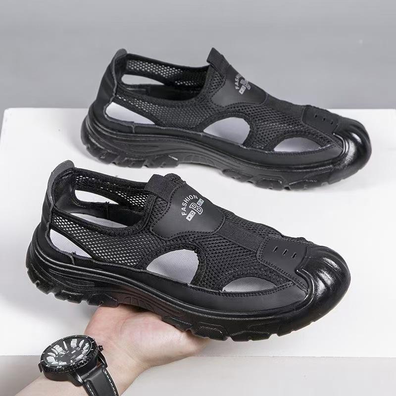 Summer Breathable Men's Bag Head Sandals Hollow Mesh Hole Shoes Outdoor Non-slip Lightweight Sports Leisure Beach Shoes