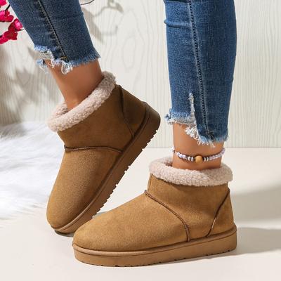 Grenzüberschreitende Herbst- und Winter-Neuheit, flache, matte Schneestiefel für Damen, mit Fleece gefüttert, verdickt, rutschfest, warm, kurze Stiefel, Großhandel