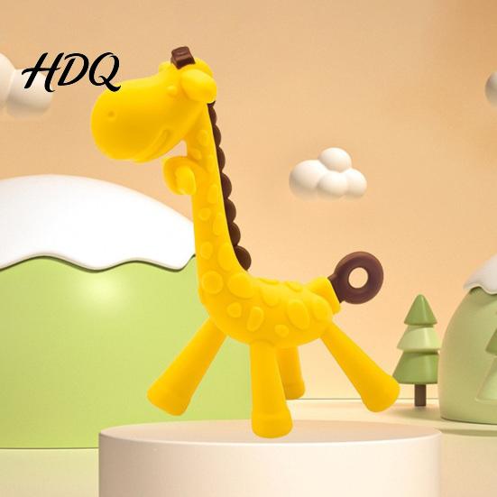Baby Gum Massager Giraffe Teether Silicone Chewing Toy for Soothing Gums Anti-Choking