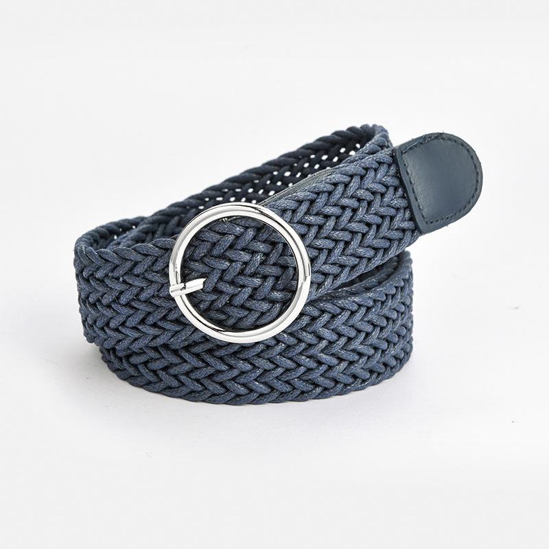 Candy Color Ladies Round Buckle Belt Retro Twist Wax Rope Braided Decorative Jeans Belt