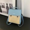 Female PU and Straw Backpack  Versatile Shoulder and Crossbody Bags  Simple Fashion  High Quality  New Style