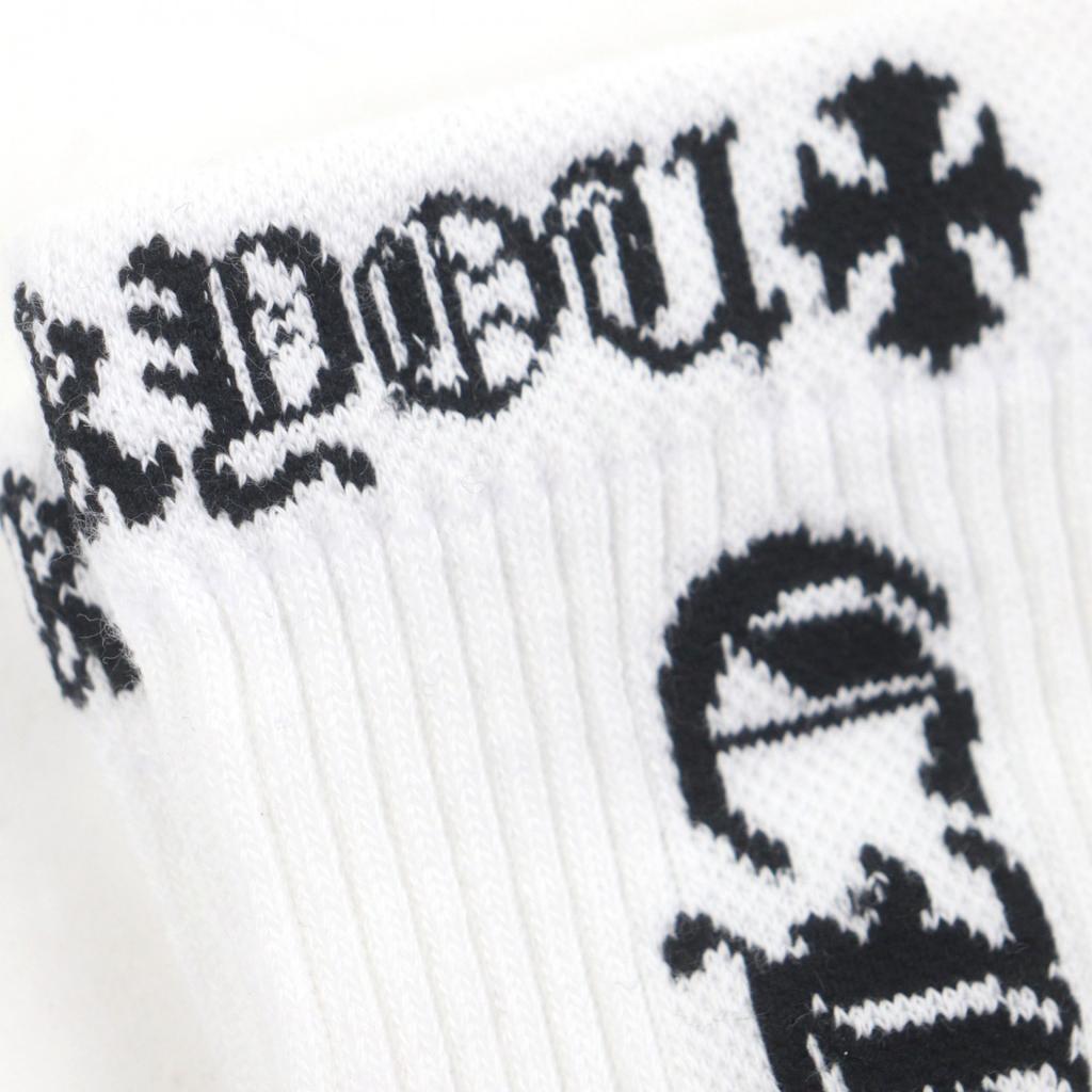 Makelloses CHROME HEARTS SOCKS-U-SPORT Dagger Bestickt 3-Paar-Set weiß Herren S Gebraucht