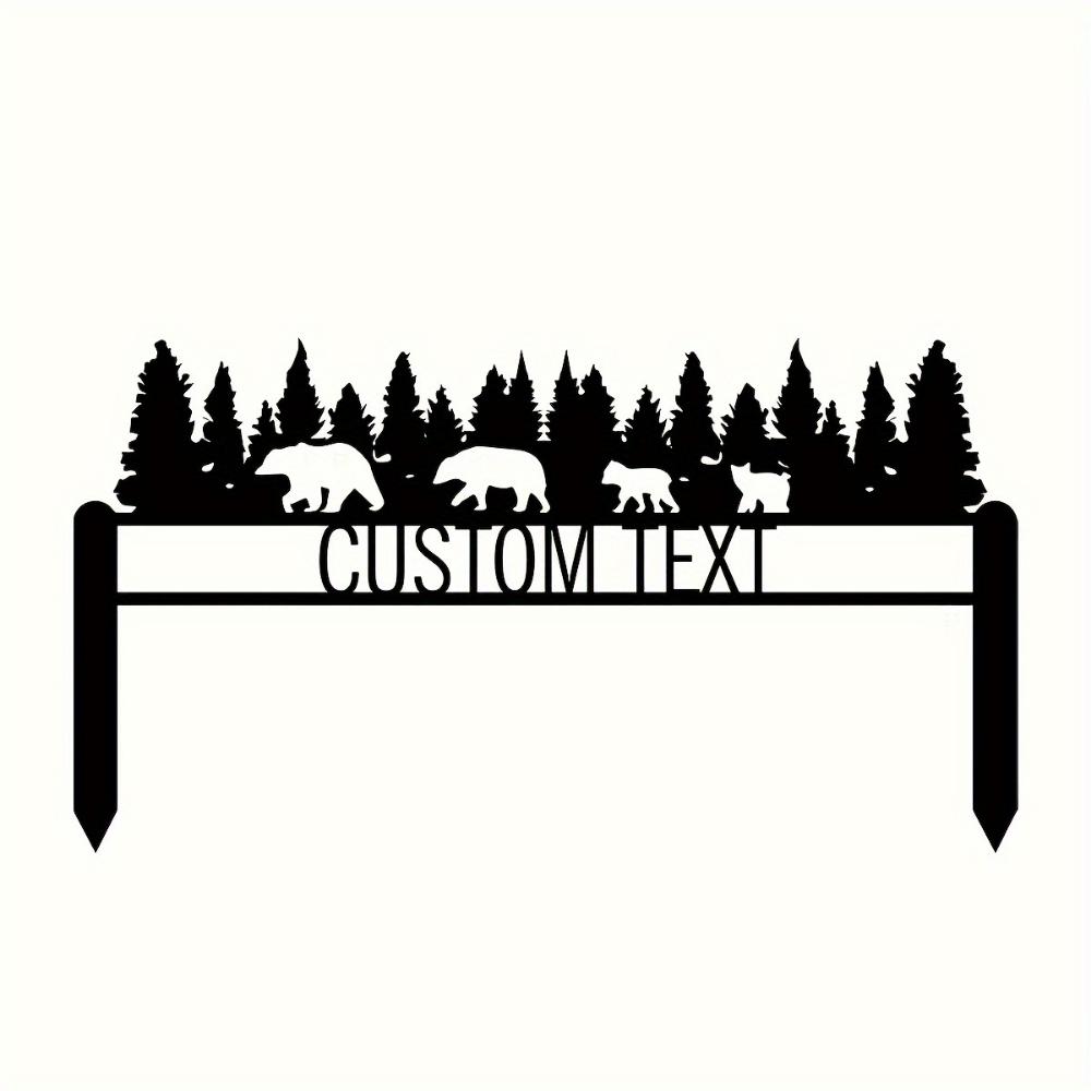 

Vintage Metal Bear Family Sign Garden Decor Custom Address Plaque