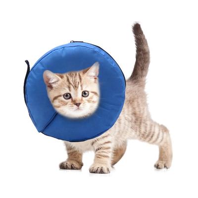 Collare gonfiabile morbido regolabile per animali domestici tipo Elisabettiano - Post-operatorio Anti-leccamento Confortevole Copricapo per collo/testa di cane e gatto