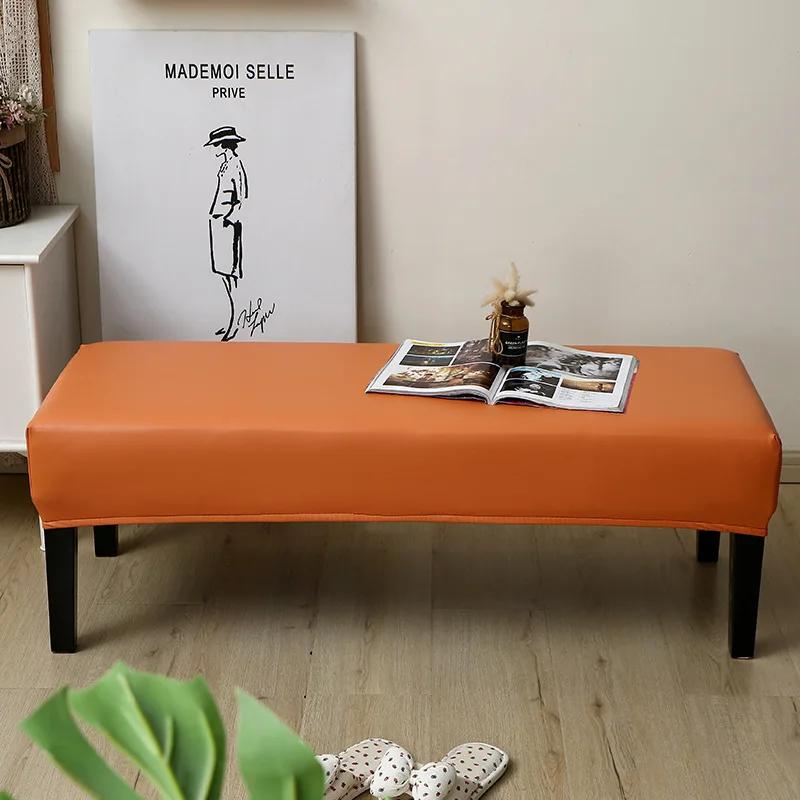 Waterproof Dining Bench Cover PU Stretch Washable Upholstered Bench Slipcover Seat Protector Bench Covers for Dining Room