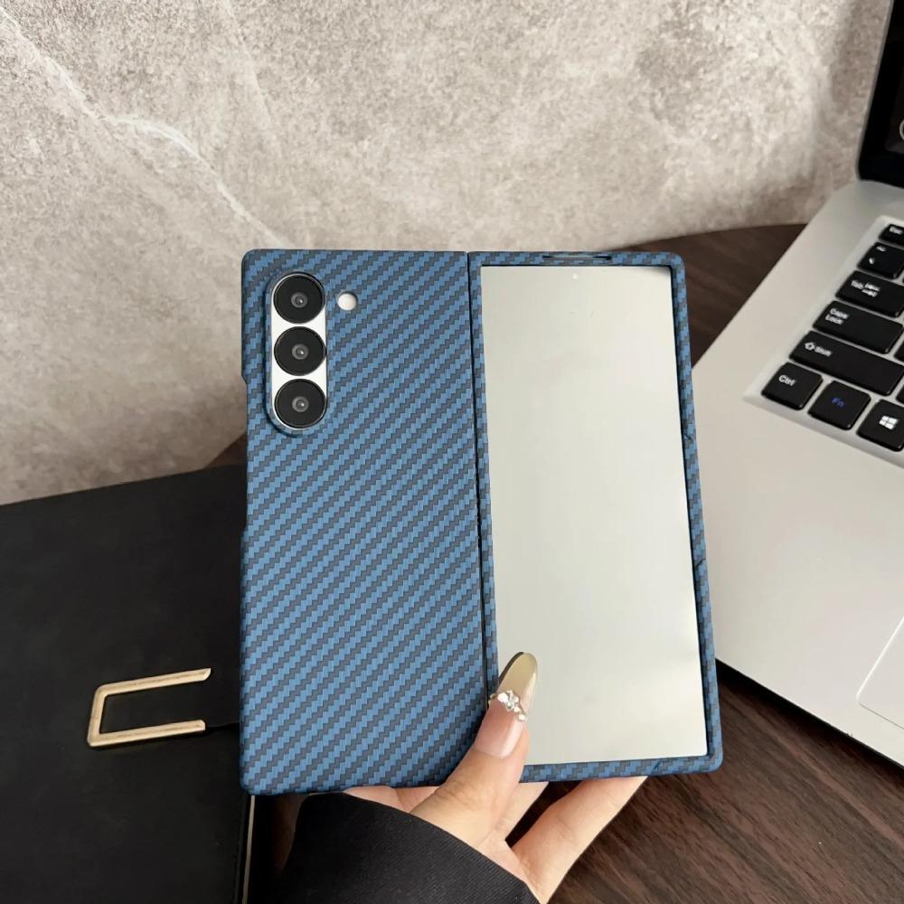 Luxury Carbon Fiber Leather Magsafe Phone Case for Samsung Galaxy Z Fold 7 6 5 4 3 Protect Magnetic Wireless Charging Back Cover