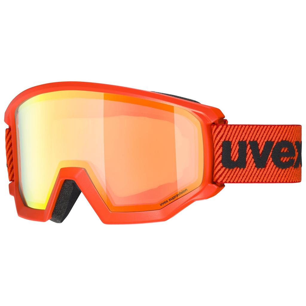 Uvex athletic FM Fear Red Matte Ski and Snowboard Mirrored Glasses Compatible Goggles, Unisex, Lens, Anti-Fog,