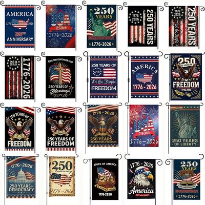 USA 250. Jubiläum Gartenfahne, 250. Jubiläum Doppelseitiges Vertikales Außenbanner für den 4. Juli Gartenfahne
