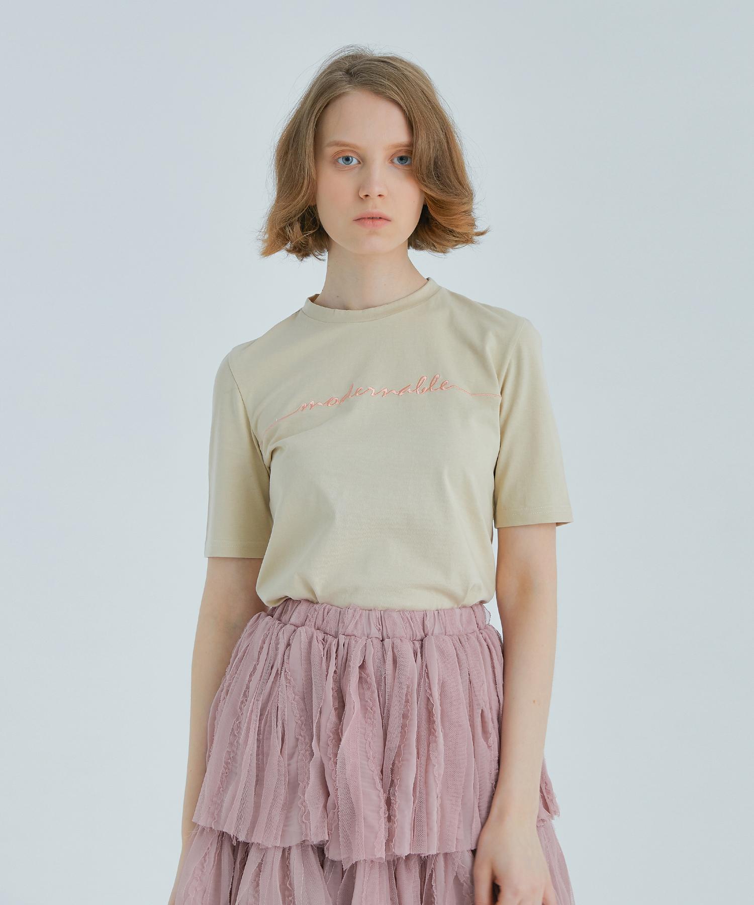 Modern Able Cotton Basic T-Shirt - Beige S