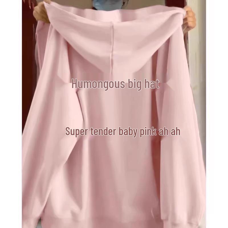 Damen Koreanischer Lazy Style Schweres Fleecegefüttertes Kapuzen-Sweatshirt Cardigan für Frühherbst 2025