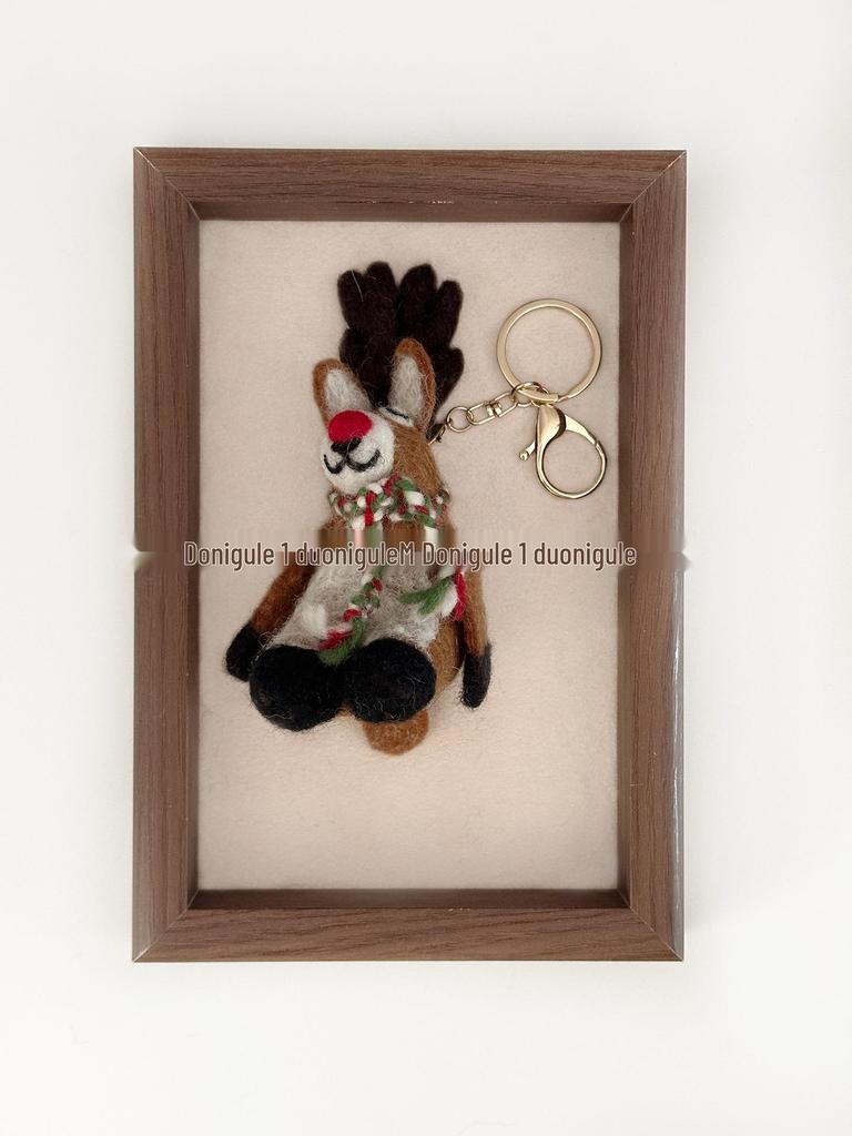 Nepal Handmade Wool Felt Lazy Reindeer Pendant Keychain Ornament Gift