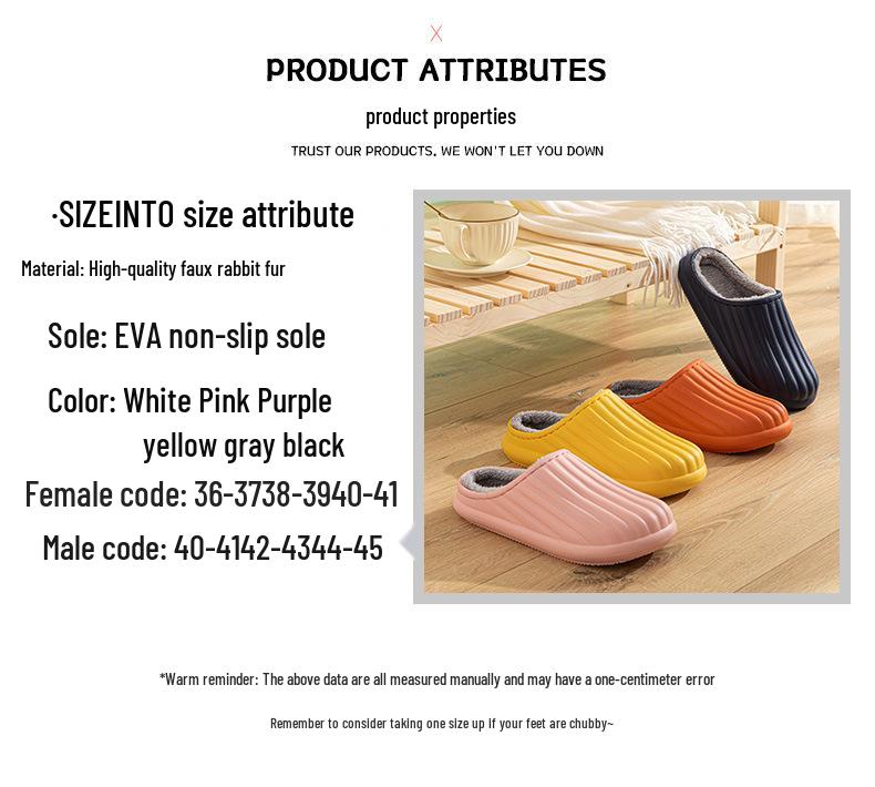 Waterproof Non-Slip Cotton Slippers for Outdoor & Indoor Use, Unisex, Warm for Autumn & Winter.