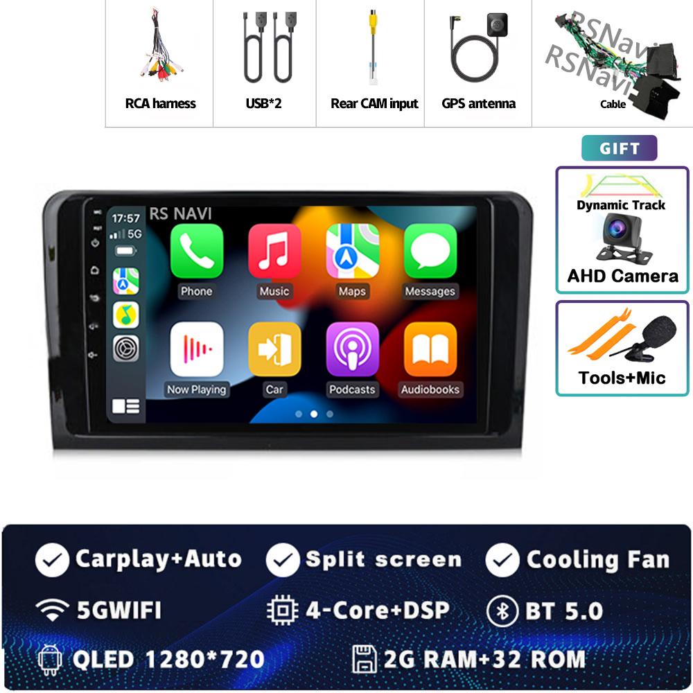 9" Android 14 Carplay Car Radio For Mercedes Benz M-Class W164 GL-Class X164 ML GL Multimedia Video Player GPS Stereo 2Din Auto