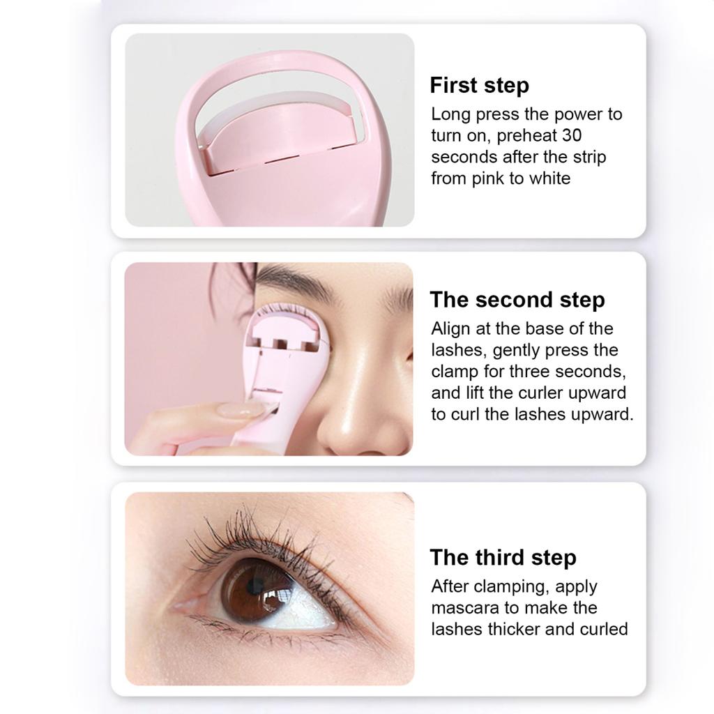 Electric Heated Eyelash Curler 3 Temperature Setting USB Rechargeable Portable Quick Heating Women Eye Lashes Curling Tools