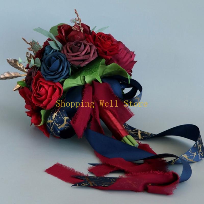 KX4B Künstlicher Strauß Hochzeitsstrauß Romantischer Strauß Brautstrauß Brautjungfernstrauß