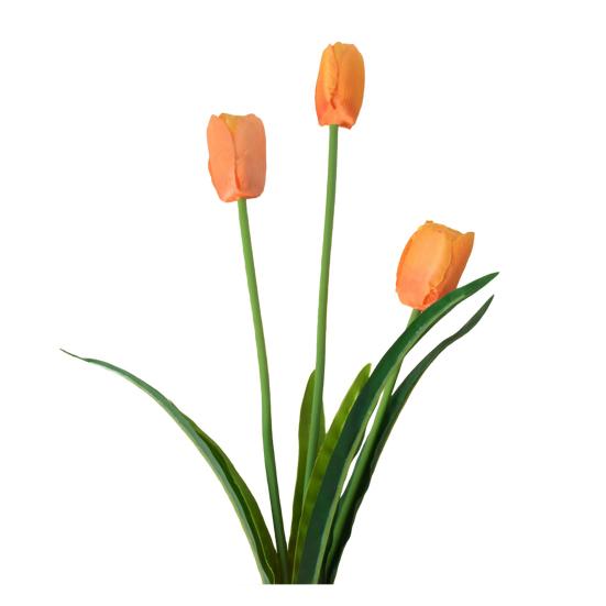 Artificial Flowers 3-Head Silk Tulip Bouquet with Bendable Iron Wire Stem Faux Floral Arrangement Wedding Decorations Photography Props