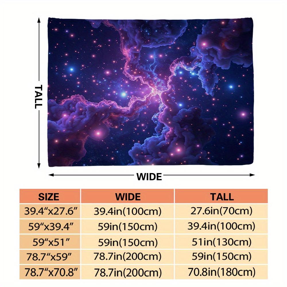1 Stück Ultra-Weiche Kosmische Traumlandschaft Flanell-Kuscheldecke - Twin-Größe, Lebendig für Galaxie & Nebel-Design in Lila, Blau, Rosa