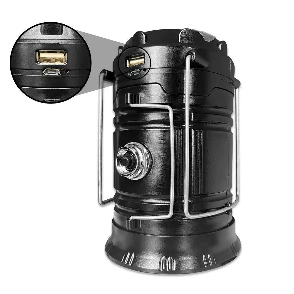 LED Camping Lantern Solar and Rechargeable Lantern Flashlight Collapsible and Portable Light for Daily/Camp/Hiking/Night Fishing