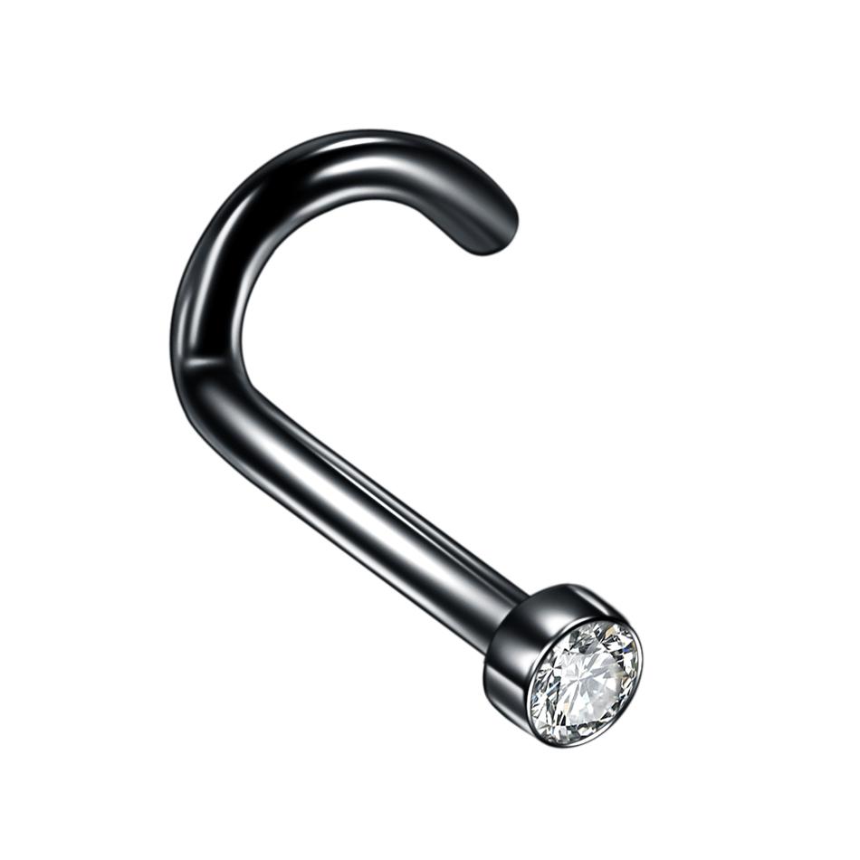 1 Stück G23 Titan Kristall Nasenstecker Piercing 18G 20G Nasenschraube Nazir Piercing Nasenflügel Ohrring Nasenring CZ Körperschmuck