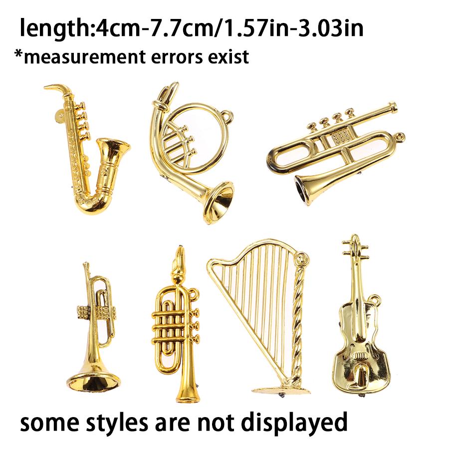8/16pcs Golden Miniature Musical Instrument Ornament Photo Prop Office Study Desk Handicrafts DIY Christmas Tree Decor XJM
