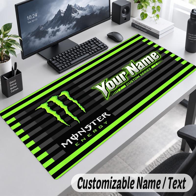 Monster Energy Personalized Large Mouse Pad Custom Name Text Extended Desk Mat Gaming Mousepad