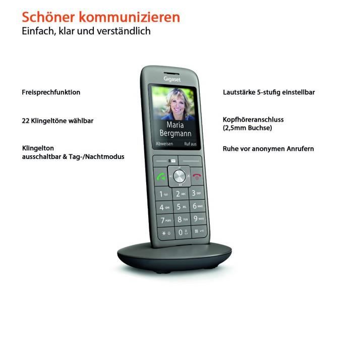 Gigaset CL660A Téléphone sans Fil 2.0 avec écran Couleur/Grand Touches - Design téléphone/répondeur - Box 200A /