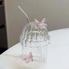 Shangqi Pink Butterfly Straw Glass Cup