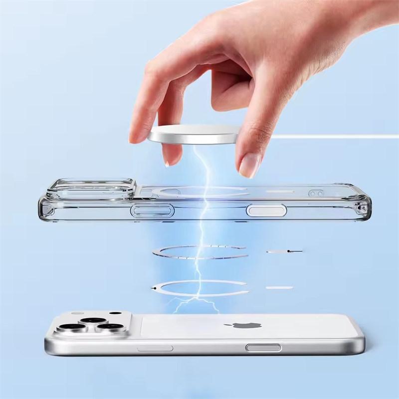 Luxury Magnetic Magsafe Phone Case For iPhone 17 Pro Max 17Air 17Pro 17 Transparent With Camera Button Wireless charging Cover