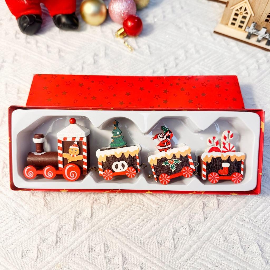 4-Section Christmas Train Diy Assembled Diy Assembled Christmas Train Christmas Decorative Train Holiday For Counter Tabletop