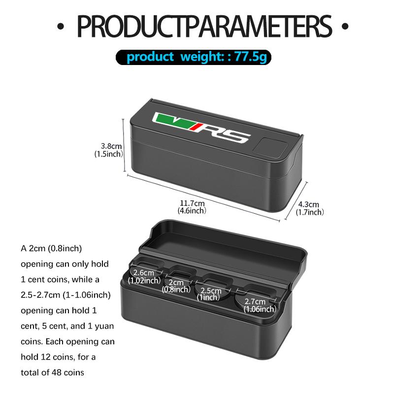 Car Small Coins Holder Storage Box Coin Collectible Case Creative Central Armrest Box Wallet For Skoda Fabia 1 2 Octavia A7 RS