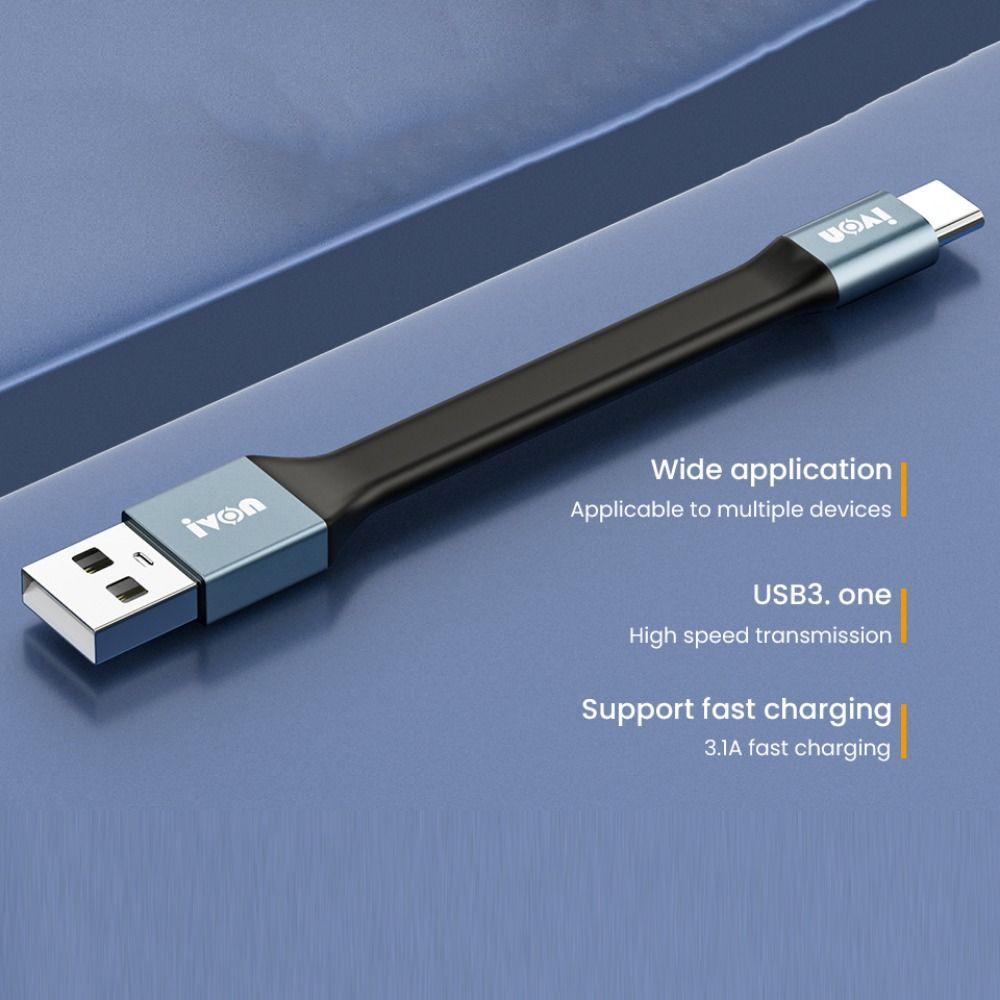 Flexible Charger Cord Ultra Short Fast Charging Cable Micro Type-C To USB A 3.1A Max USB Data Cable