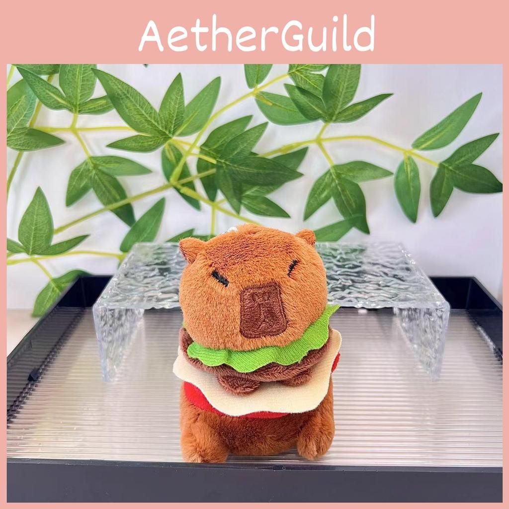 Adorable Hamburger Capybara Plush Keychain Soft Toy For Collectors And Gift Lovers