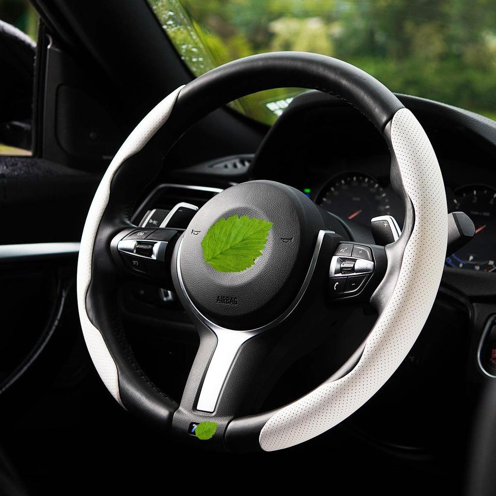 "Ultra-Thin Nappa Perforated Clip-On Steering Wheel Cover: Warm in Winter, Cool in Summer, Non-Slip Design"