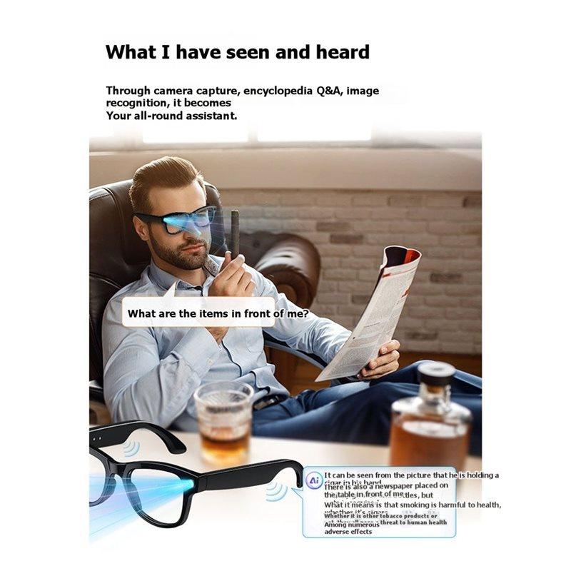 KI-Fotorecognition Smarte Brille 8MP Kamera Videoaufnahme Bluetooth Anruf Sprachübersetzung Sonnenbrille