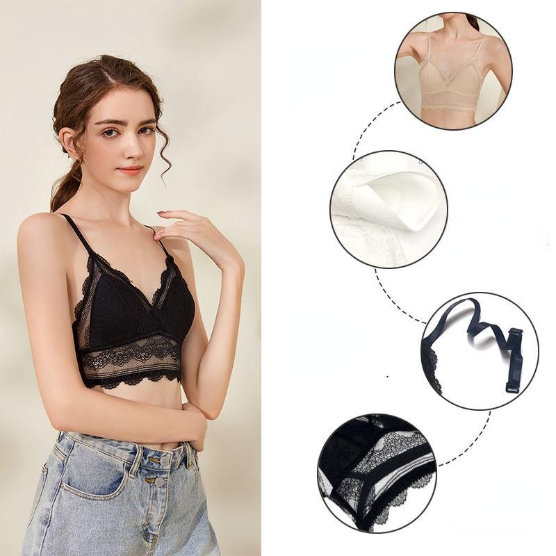 Low Back Bralette Ladies U Backless Invisible Lace Bra Polka Dot Mesh Ultra Thin Underwear Women Lingerie Tank Top Bras