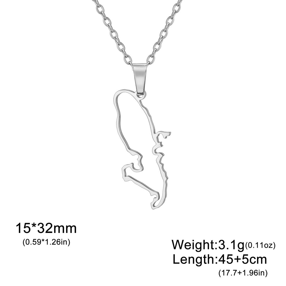 

France Martinique Island Map Pendant Necklace Stainless Steel Hollow Fashion Choker for Women Men Party Jewelry Gift