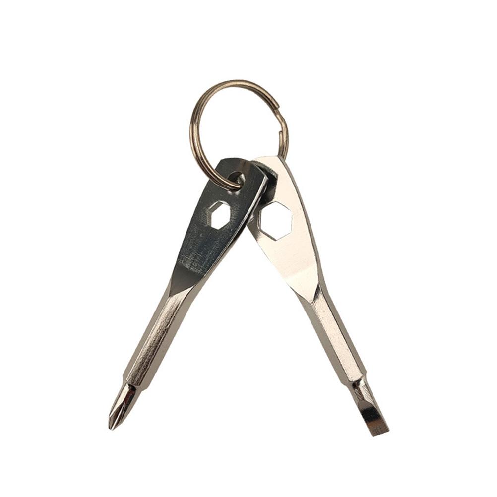 2 Pcs Keychain Screwdriver Tool 4in1 Screwdriver Bit with Phillips Slotted and Hex Wrench Gifts for