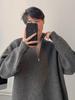 American Men's Half-Zip Sweater: Autumn/Winter Trendy Loose Knit Hoodie for Couples