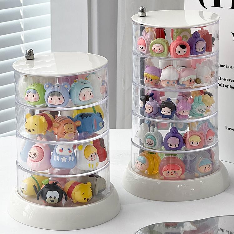 Rotating Cute Granule Storage Box, Multi-layer Small Ornament Display Rack, Cartoon Storage Parts Box