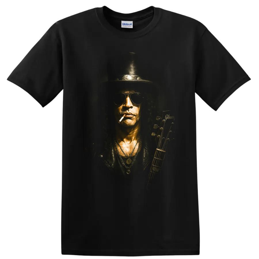 T-shirt Ritratto Icona Rock Stile Slash Maglietta Vintage Chitarrista