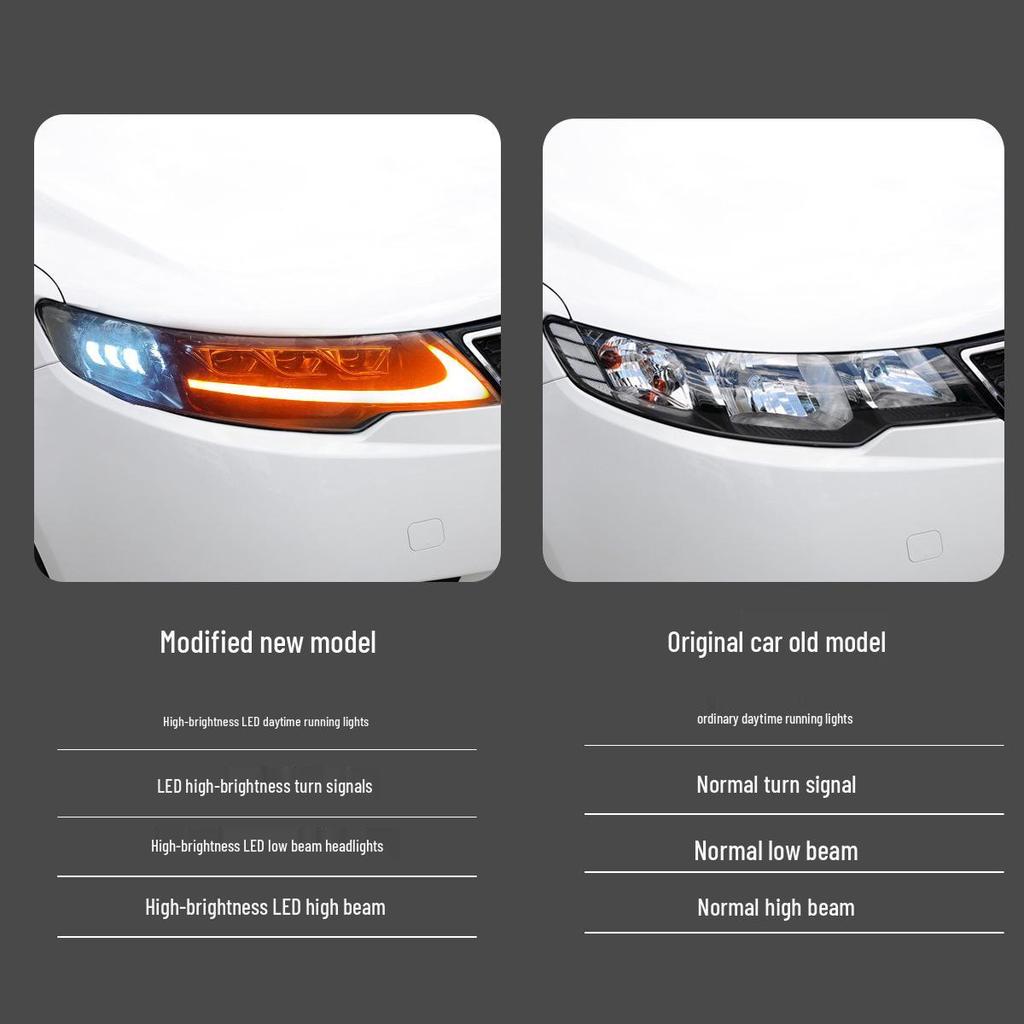09-13 Kia Forte LED Projector Headlight Assembly with Daytime Running Lights & Flowing Turn Signals