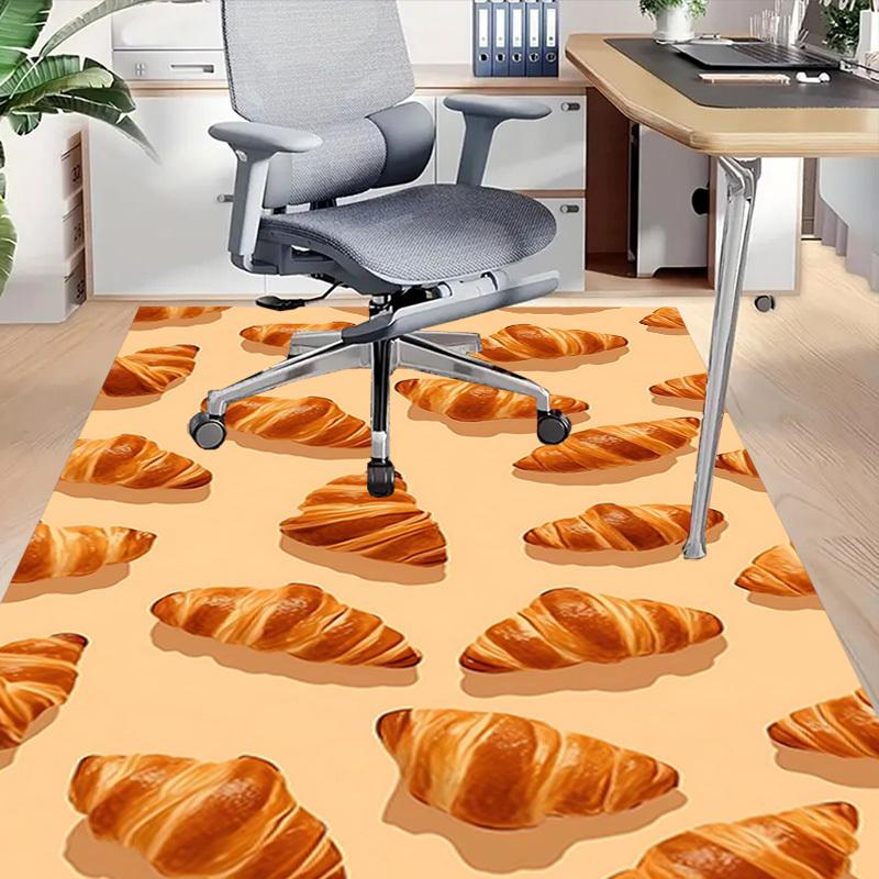 1PC Croissant Bakery Extra Large Non Slip Floor Carpet, Office, Family, Bedroom, Studio Large Area Rug Indoor Rugs, Vibrant Colors