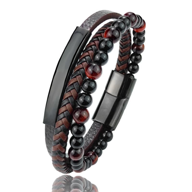 High Quality Luxury Accessories Bracelet Men's Fashion Gift Black Genuine Leather Bracelets DIY Combination Wild Handsome Gift