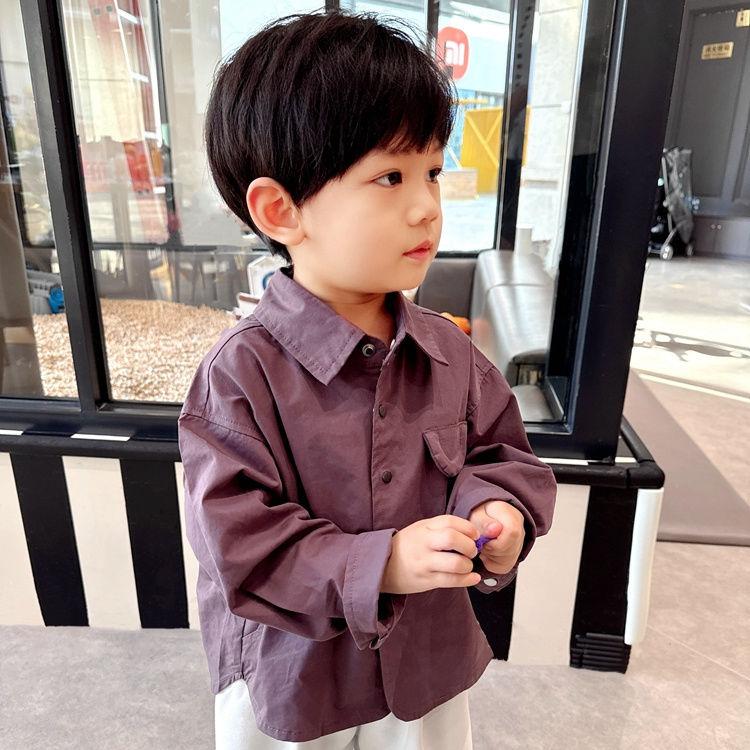 

Children s Shirt Solid Color Stand Up Collar Shirt Boys Korean Top Coat Baby Trend 130