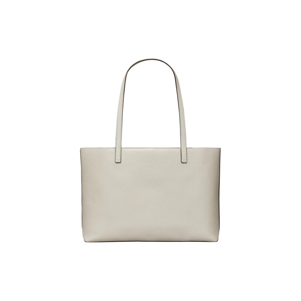 Tory Burch Iconic Double T Logo Leather Tote Bag Women Tote Bags Feather-Gray 152220-020