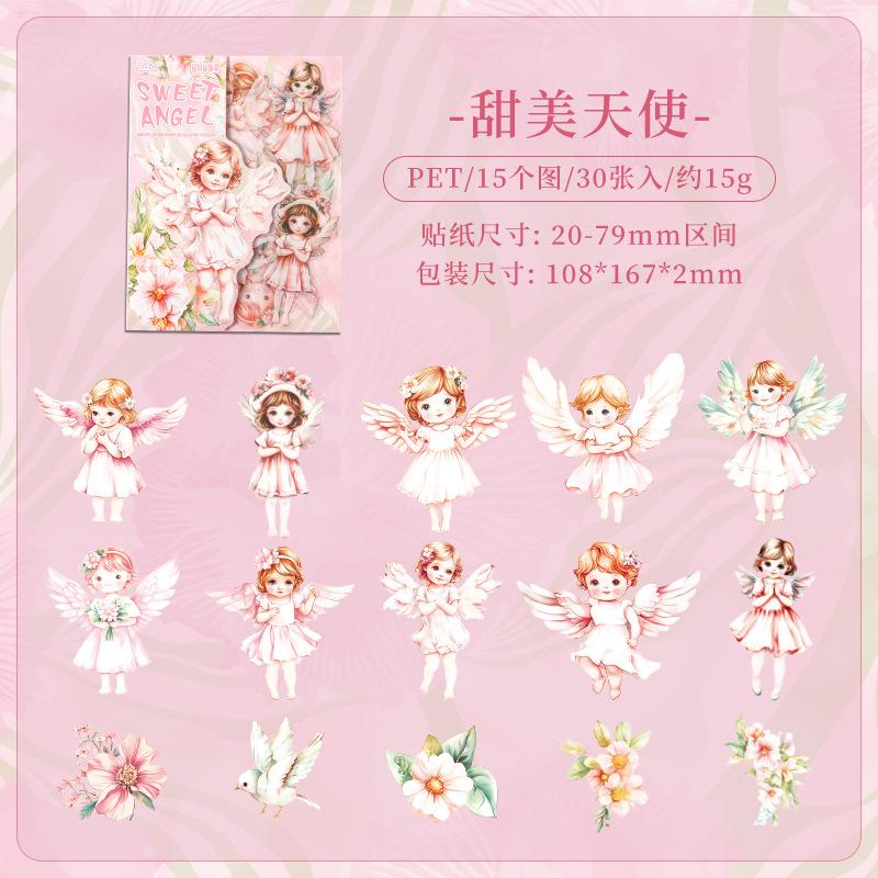 30-Piece Fairy & Angel Character Stickers, Magical Fantasy Designs, for Journal Decoration & DIY Crafts