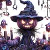 Pumpkin Witch Decoration Halloween Hanging Ornament 2D Flat Acrylic Pendant for Car Interior Rearview Mirror Backpack Key Ring